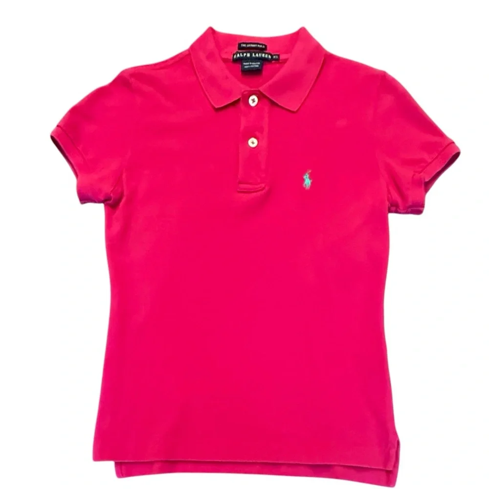 Ralph Lauren Blue Label Hot Pink “The Skinny Polo” Short Sleeve w/ Teal Pony XS - Picture 1 of 8